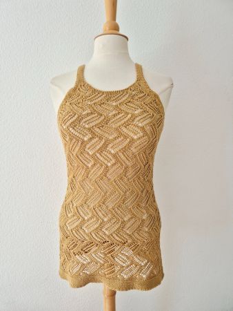 TOP STRICKTOP HÄKELEI NELLY S 36 BEIGE TOP ZU JEANS HOSE