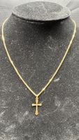 14k Goldkette mit Strukturierter Kreuz Anhänger