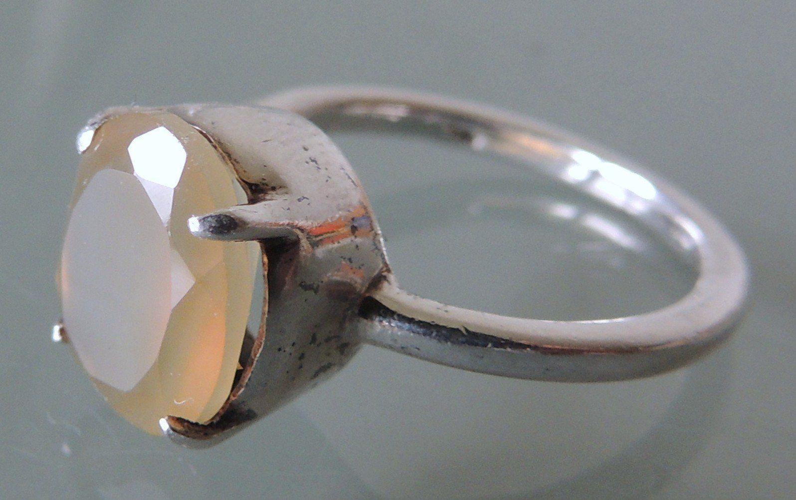 Anelli: Silber 925 Fingerring mit Chalcedon Gr. 54 – Usato da Waldenburg venduto da schaller707 1