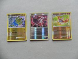 3 Pokémon Sammelkarten 2010 Text Deutsch je 90 KP glänzend