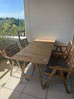Gartentisch + 4 Stühle, inkl. Sitzkissen