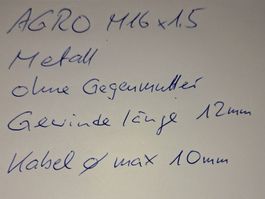 12 Stk. Kabelverschraubung AGRO M16x1,5 Ø10mm