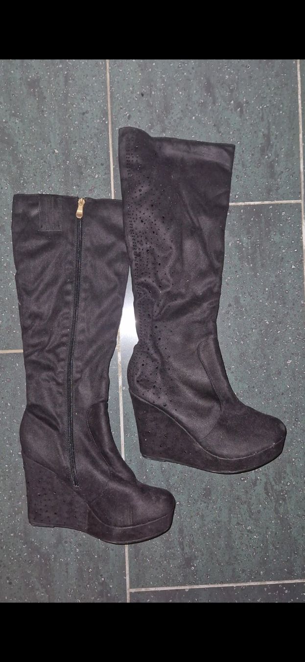 Scarpe da donna: Stiefel mit Keilabsatz und Glitzersteinen 38 – Nuovo (secondo la descrizione) da Bubendorf venduto da ang_b829 1