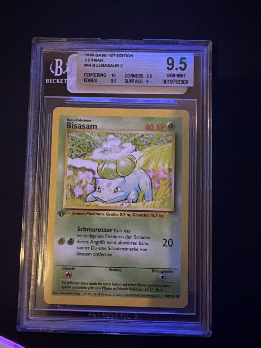Pokémon Carte collezionabili: 1999 Base 1st Edition German Bulbasaur Beckett 9.5 – Nuovo (secondo la descrizione) da Schlieren venduto da ari_jf9z
