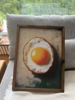 Spiegelei Bild mit Holz Rahmen hyper realistisch