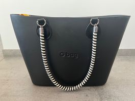 Obag black with striped handles