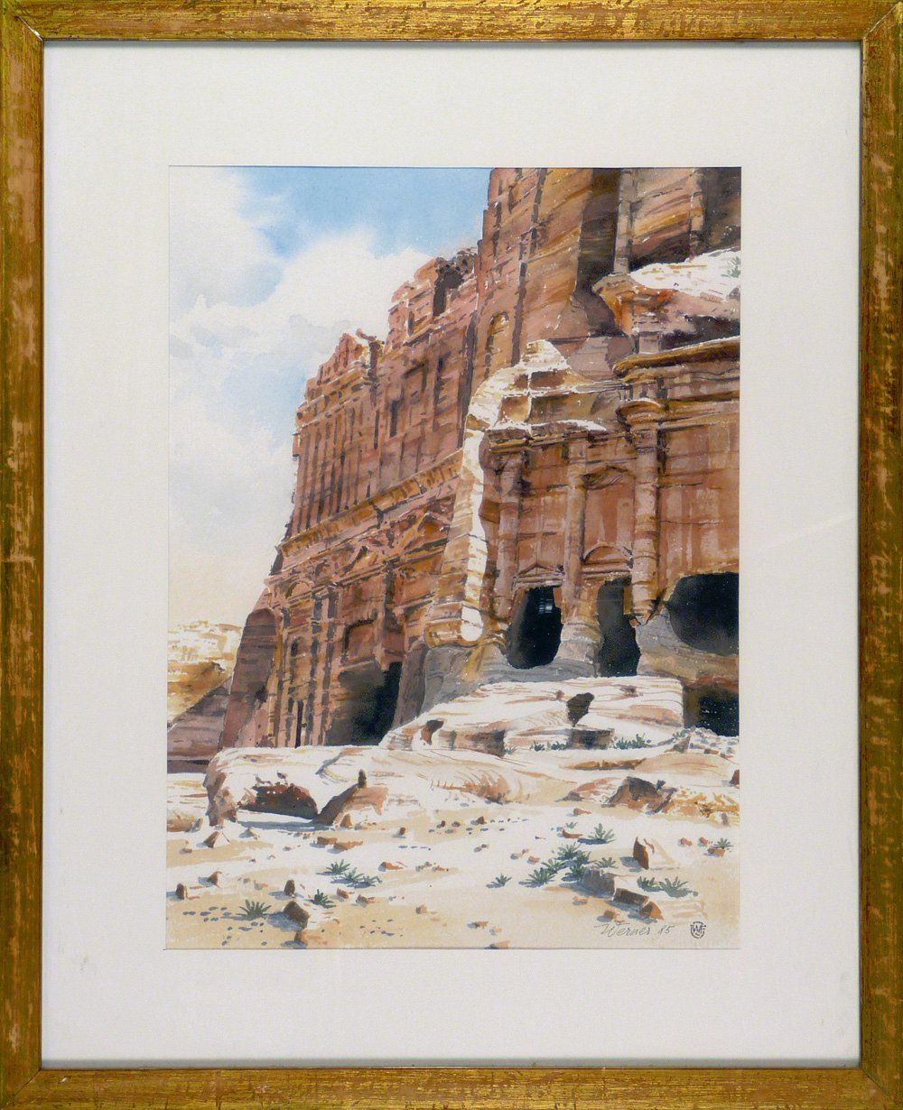 Dipinti: Aquarell "Palastgrab in Petra" – Nuovo (secondo la descrizione) da Aeugst am Albis venduto da wefro