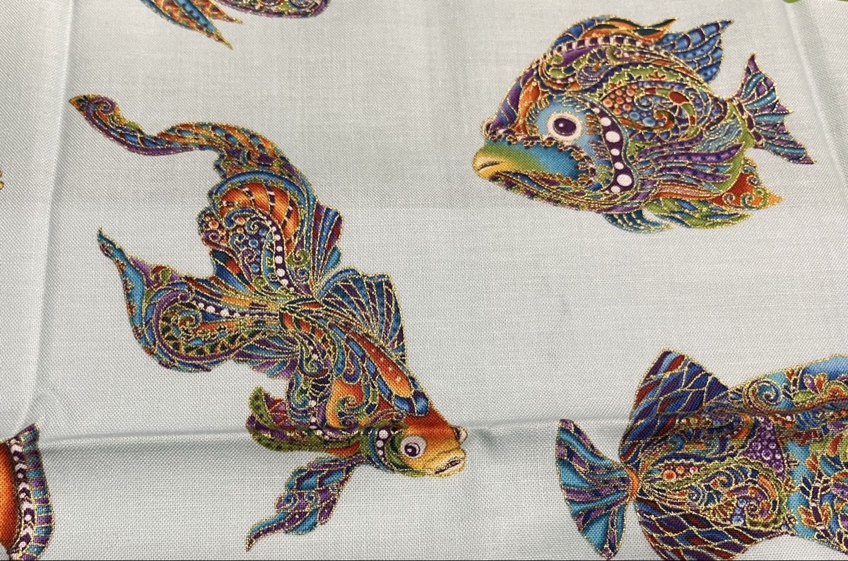 Tessuti: Patchworkstoffe Set9 10 FQ bunt mit Fische – Nuovo (secondo la descrizione) da Seuzach venduto da KreativmitStoff 3