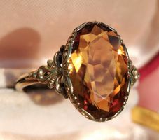 ✨Jugendstil Antiker Madeira Citrin Ring 9ct 333 Gold