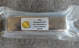 Germanium Barren 498g 99.99% EMAG Swiss Certificate