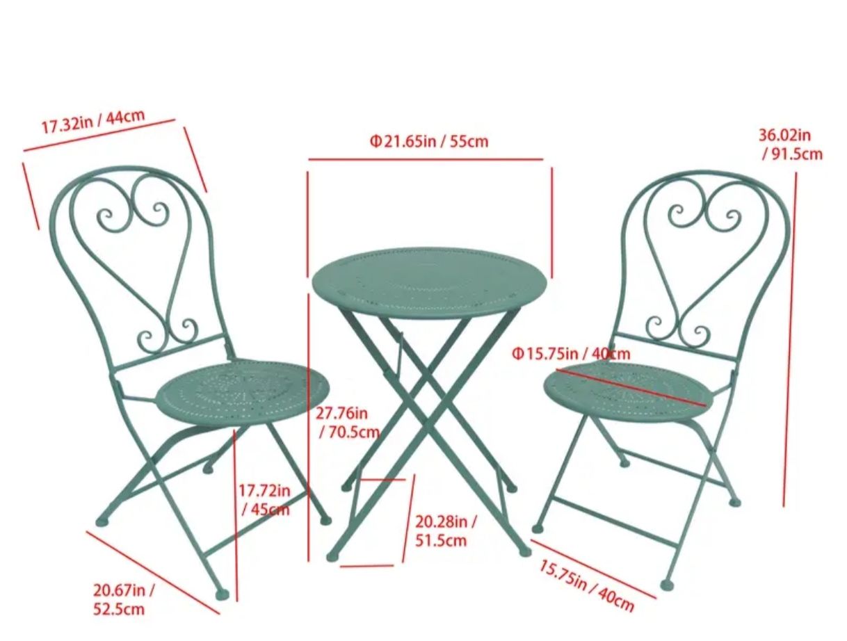 Tischset: 3-teiliges Metall Retro-Stil Bistro-Set – Neu und originalverpackt aus Hohenrain von cars77 2