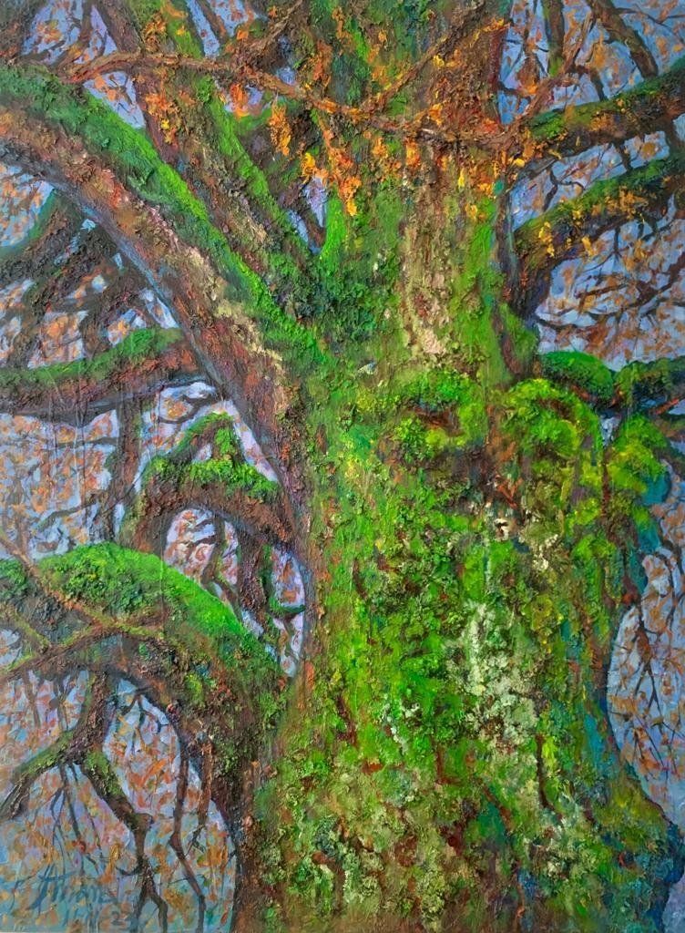 Dipinti: Original: Im Wald - bemooster Stamm; 60x80cm – Nuovo (secondo la descrizione) da Belp venduto da MaSu39