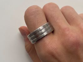 Xenox Massive Edelstahl Silberne Band Ring