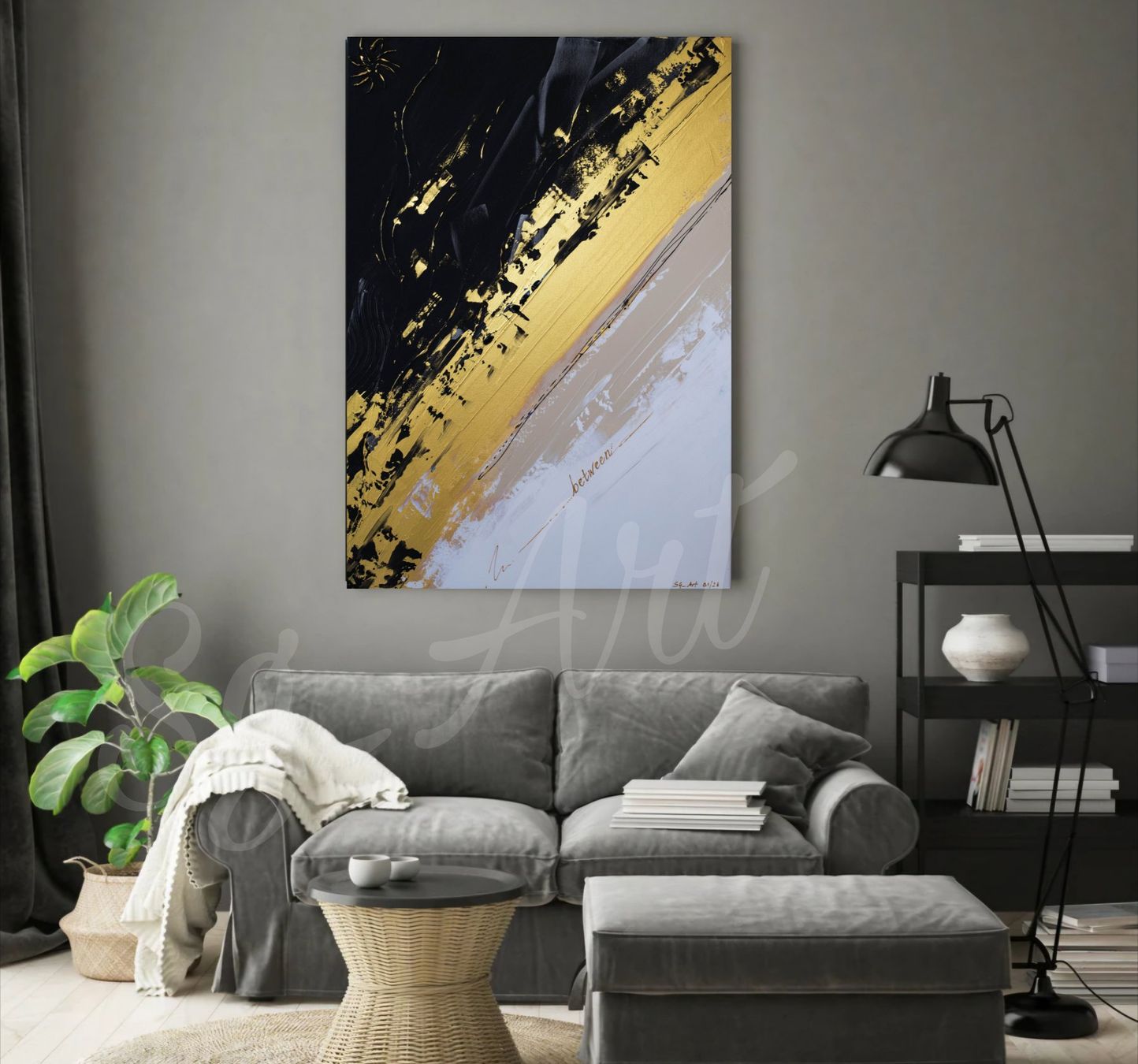 Dipinti: Acrylbild abstrakt schwarz gold beige "between" Unikat – Nuovo e nell'imballaggio originale da Rheinau venduto da Sussel 4