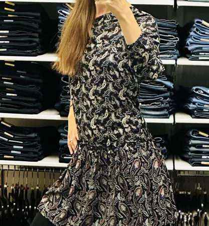 Kleid schwarz bunt gemustert Gr. XS 34 Comptoir des Co