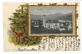 Sachseln (OW) Kirche - Passepartout-Präge-Litho - Reh - 1901