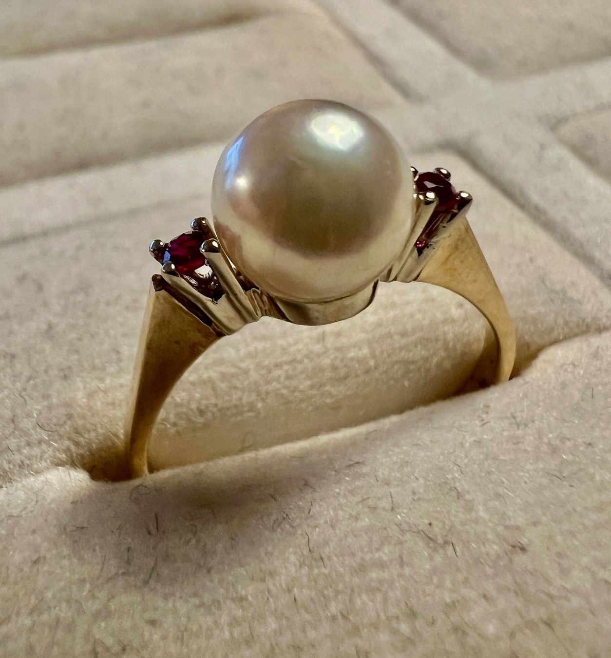 Ringe: Gold-Ring 14K mit Perle und Rubinen – Gebraucht aus Chur von Penting1935 4