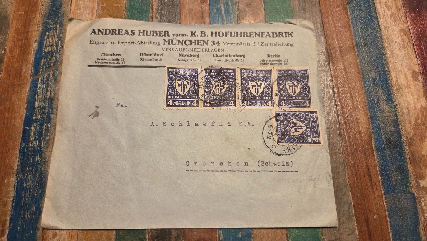 Tutti i francobolli: 1922  Mehrfach Frankatur Brief – Usato da Arni AG venduto da Moth68
