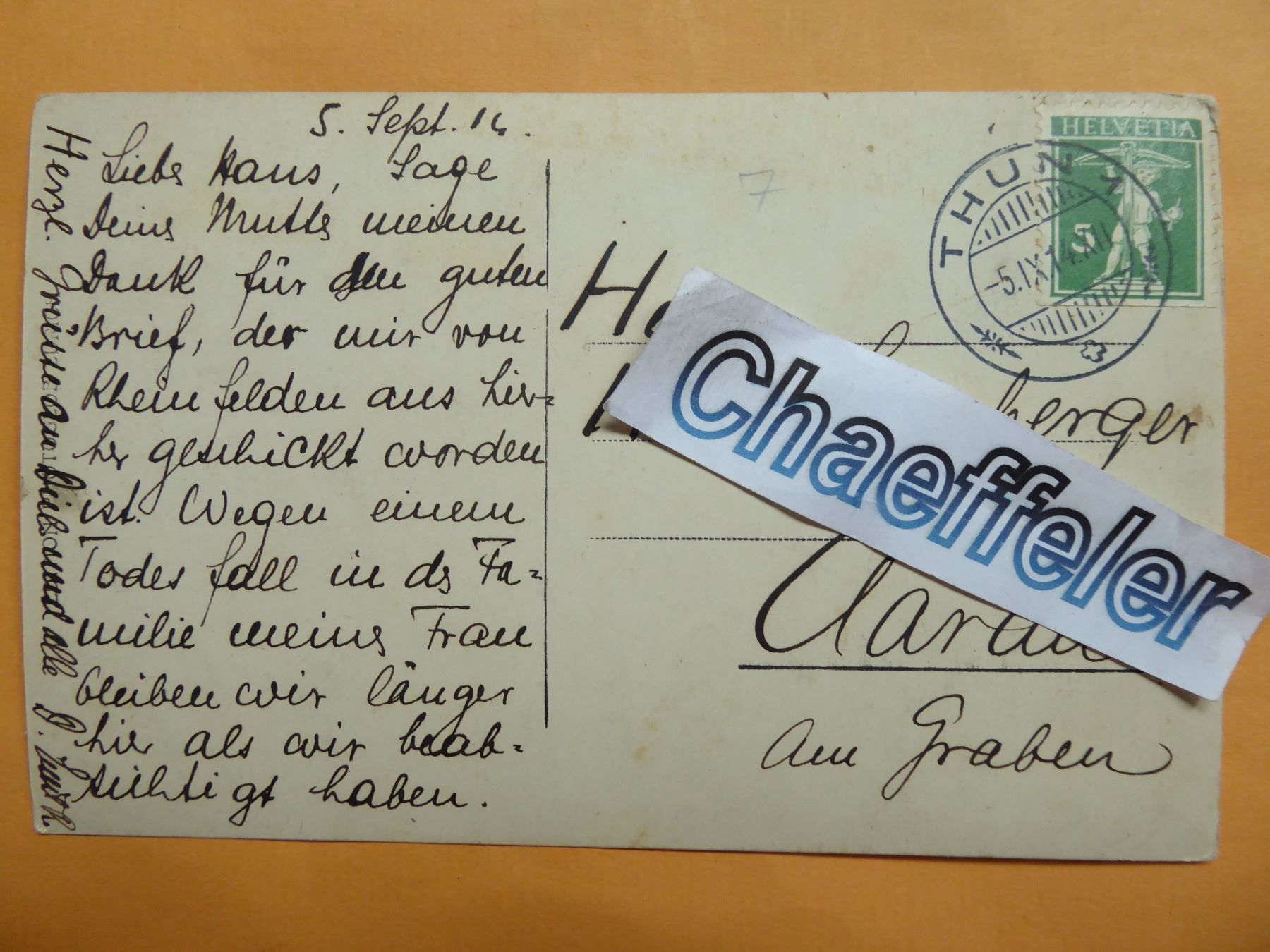 Cartoline postali: 1914    507  THUN, Schloss – Usato da Zürich venduto da Chaeffeler 1