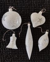 5er Set Weihnachtsbaumschmuck Glas Sternen glitzer silber De
