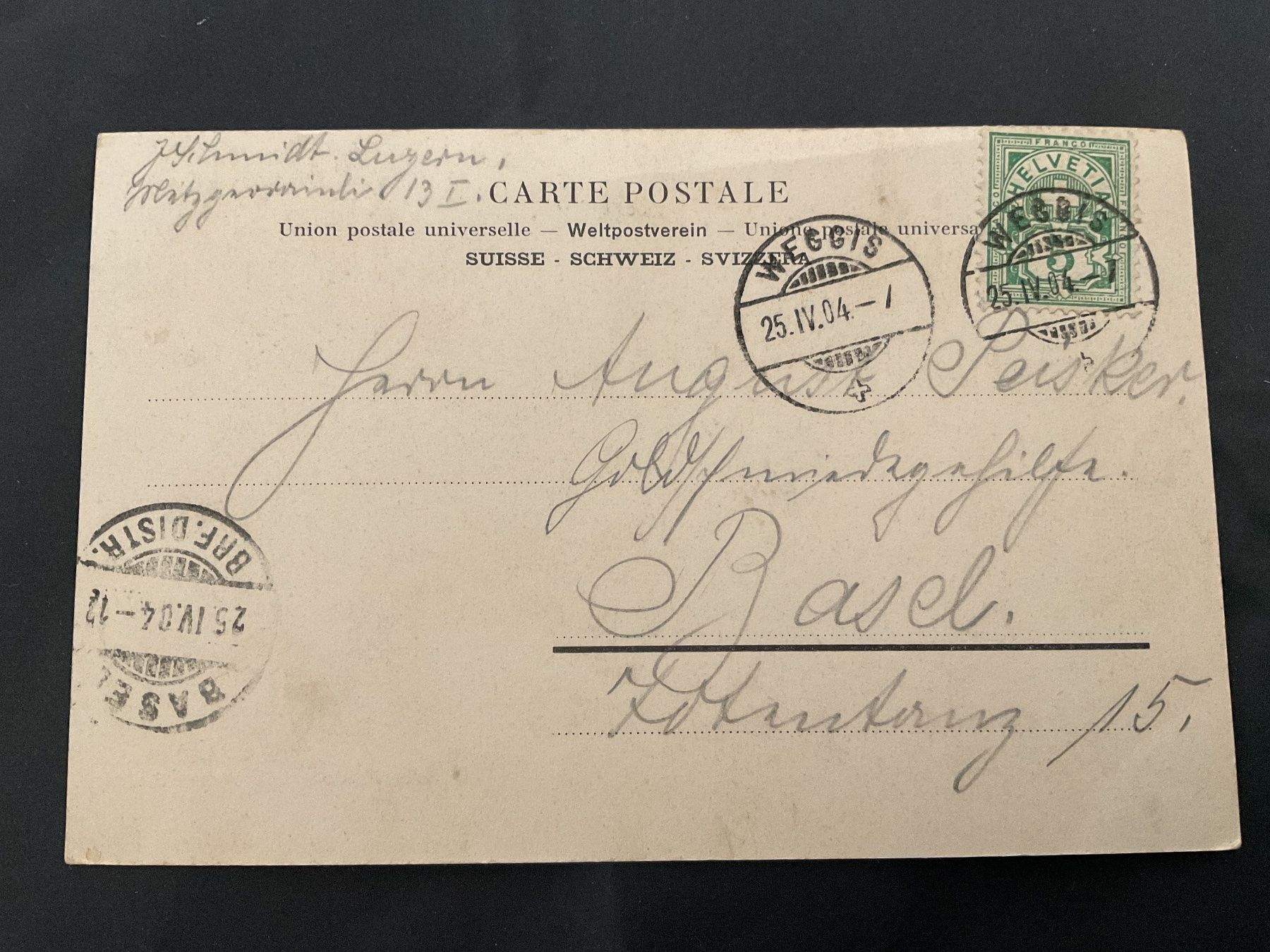 Cartoline postali: 1904 Ansichtskarte Kapellbrücke LU - Basel Stempel Weggis – Usato da Rheinfelden venduto da ricci62 1