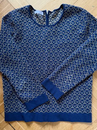Stefanel Pullover – Navy/Gold Lurex, Gr. M, kaum getragen