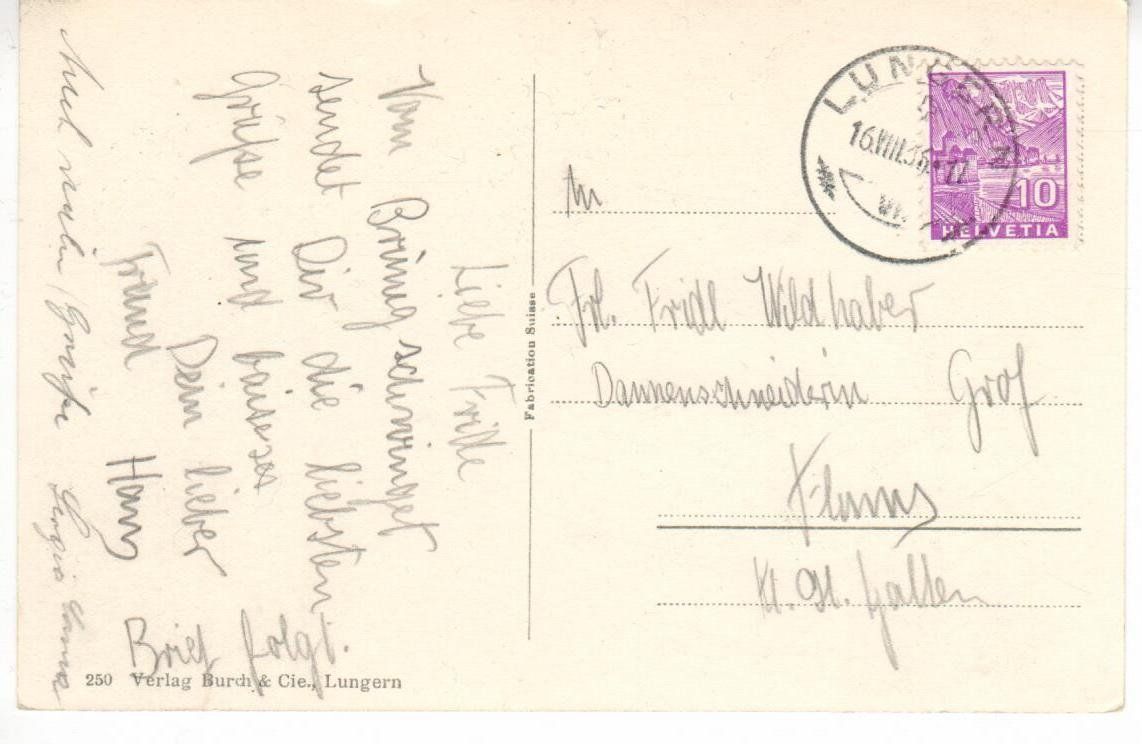 Cartoline postali: Blick auf Lungern  1936 – Usato da Wolhusen venduto da Curver9 1