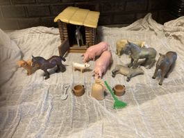 Bauernhof Spielzeug Set mit Stall, Tiere und Zubehör