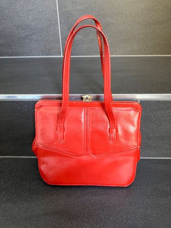 Vintage Handtasche, rot, Leder, chic!