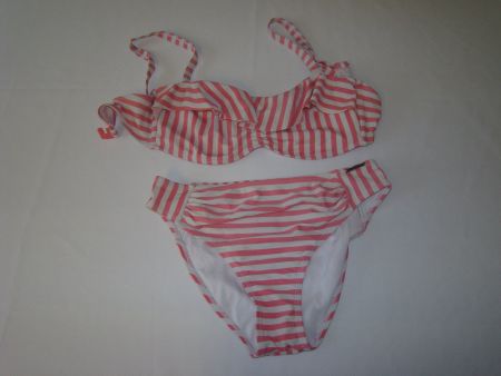 Bikini gestreift rosa-weiss Grösse 36 B