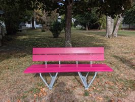 Design-Freiraumbank in coolem Pop-Art Magenta-Top Zustand!