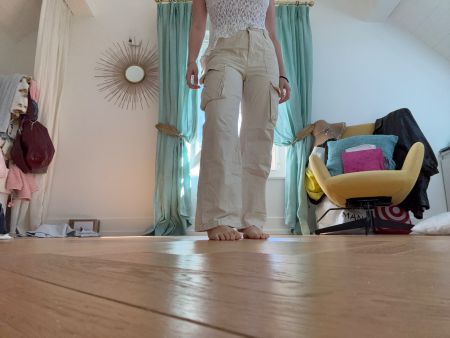 Pantalon cargo beige Bershka, taille 36, d’occasion