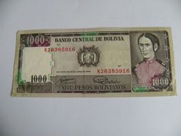 Bolivien 1000 Pesos 1982, Banknote, Zustand siehe Fotos