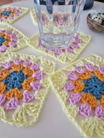 6 Häkel Coaster Granny Square 'Lemonade' Deko handgemacht
