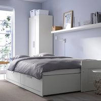 Bett mit Bettkasten und Matratze Ikea weiss guter Zustand