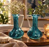 70er Vasen türkis-blauer blasiger Struktur Barovier & Toso