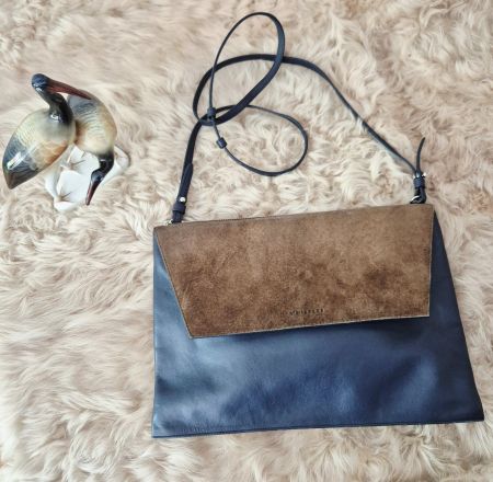 WHISTLER ECHT LEDER TASCHE CLUTCH BLAU BRAUN BAG TOP BASIC