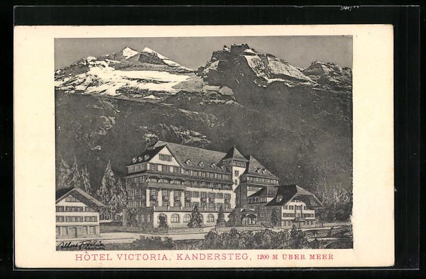 Cartes postales: Kandersteg, Hotel Victoria mit Strasse v – D'occasion à Berlin par bartko-reher