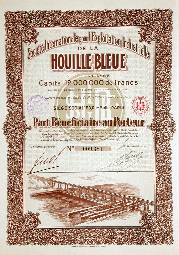 Documenti: Exploitation Industrielle de la Houille Bleue, Paris - 1927 – Usato da Solothurn venduto da Sgasche