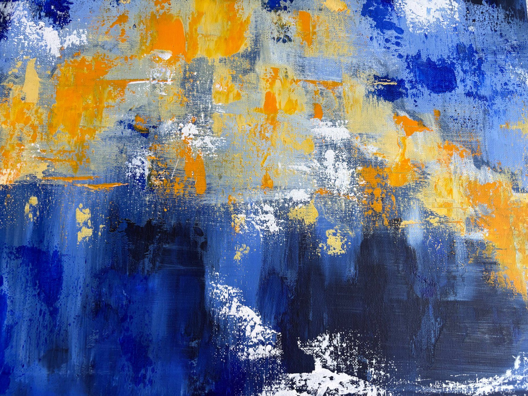 Dipinti: Abstraktes Acrylgemälde blau gelb – Nuovo (secondo la descrizione) da Cham venduto da Felha 8