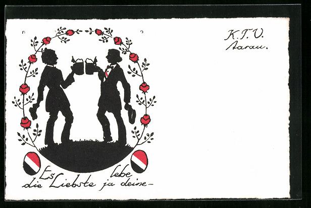 Cartoline postali: Aarau, K. T. V., Studenten stossen mit B – Usato da Berlin venduto da bartko-reher