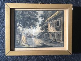 Musikant mit Dame am Fenster Lithografie Nachdruck? 1823