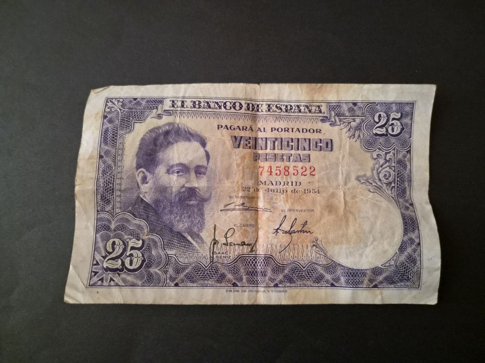 Banconote: Espagne 1954 25 pesetas P147 – Usato da Versoix venduto da rucio