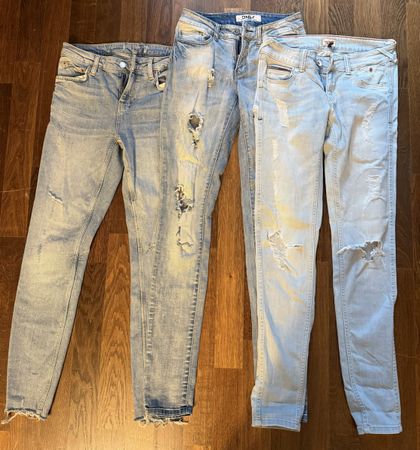 Skinny destroyed jeans 3 pairs