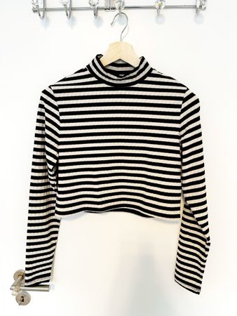 H&M Langarmshirt gestreift schwarz weiss Grösse L-neu