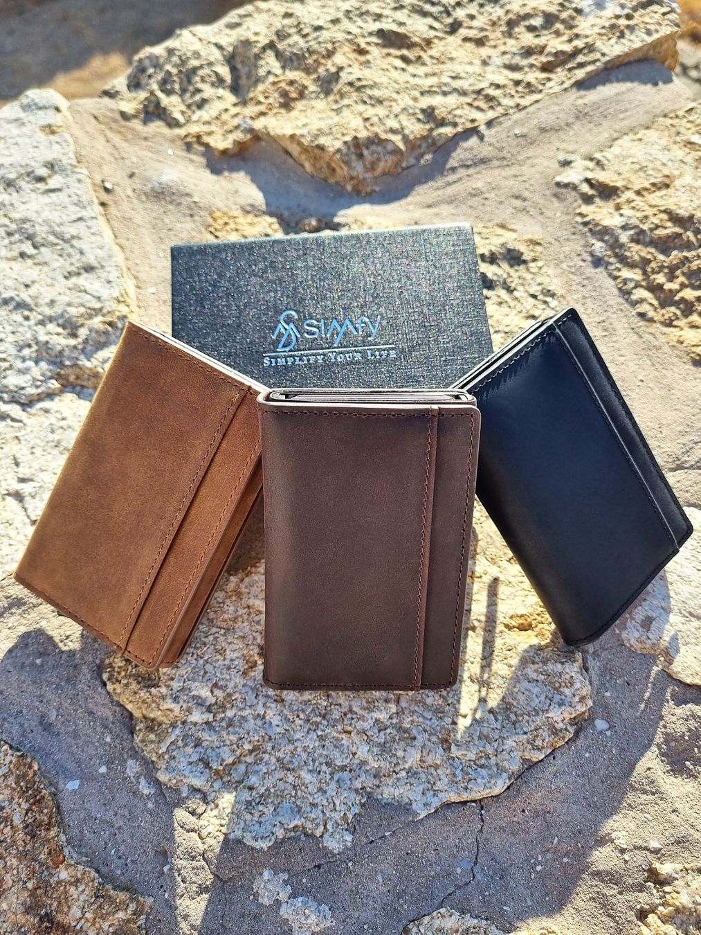 Portefeuilles: Slim Wallet Beige, mit Kartenhalter + Münz  | RFID Schutz – Neuf (Voir description) à Zürich par Simfy-Wallets