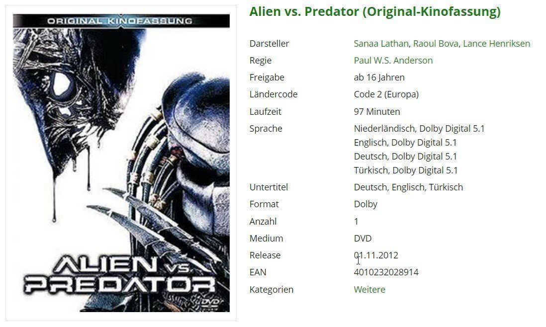 Tous les DVDs: Alien vs. Predator - DVD – D'occasion à Buchrain par Sssschaller