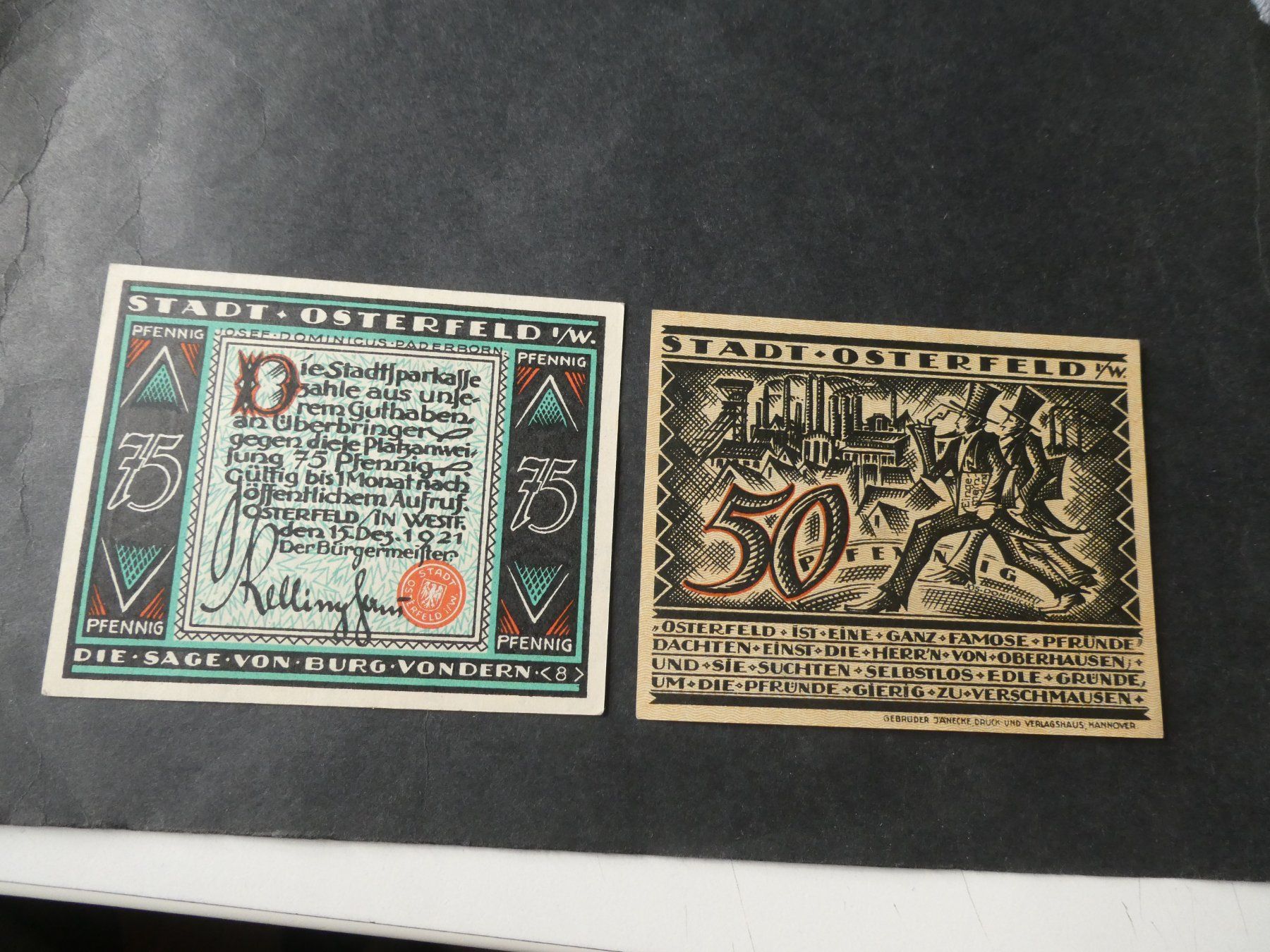 Banknoten: Dt. Reich, Osterfeld -  Notgeldscheine – Gebraucht aus Hinterforst von rohusri
