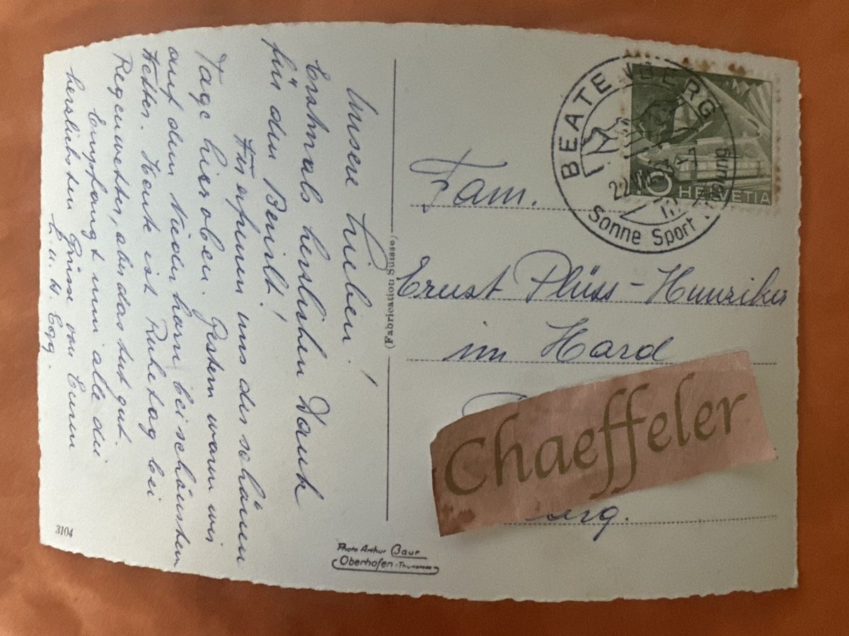 Ansichtskarten: 1953  Sesselbahn Beatenberg-Niederhorn – Gebraucht aus Zürich von Chaeffeler 1