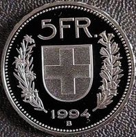 5 Franken 1994 pp / aus Münzsatz  / in einer Münzkapsel